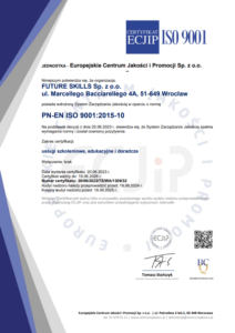 Certyfikat ISO Future Skills – potwierdzenie jakości szkoleń i usług rozwojowych dla firm